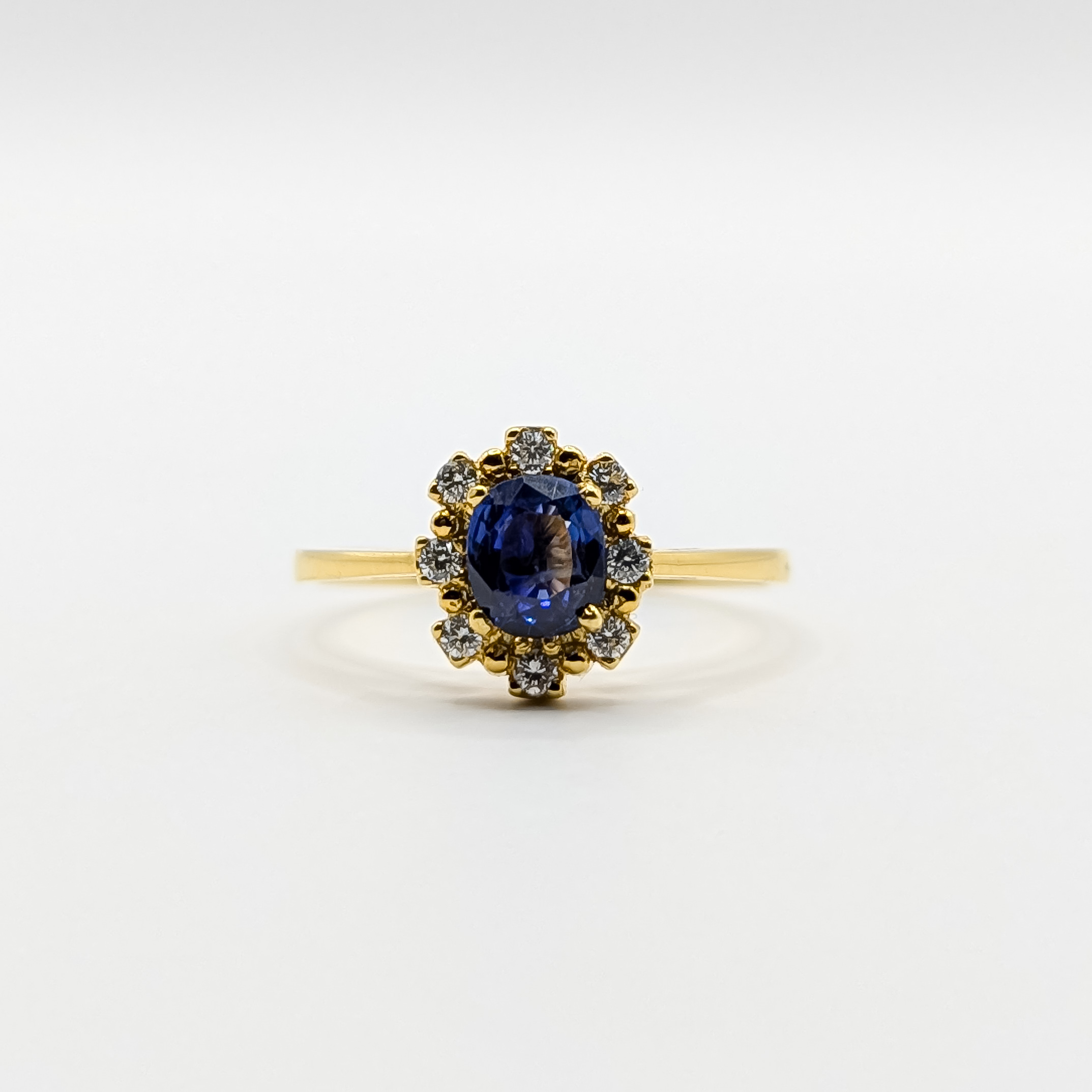 Blue Sapphire Gold and Diamond Ring