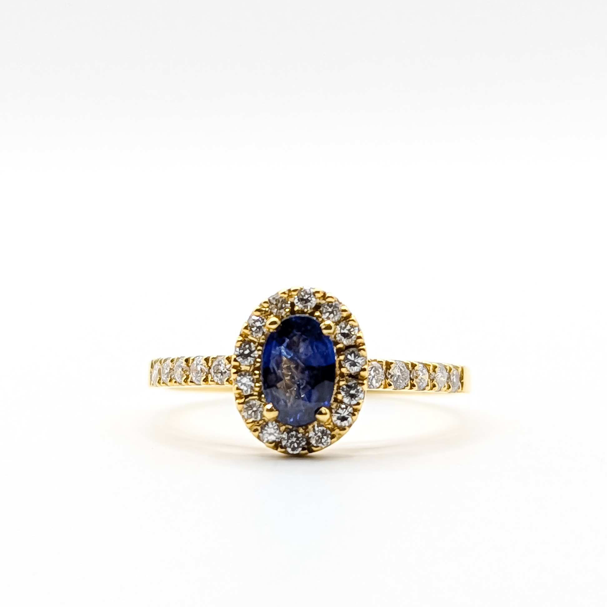 Blue Sapphire Diamond and Gold Ring