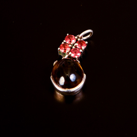 Smoky Quartz and Garnet Pendant