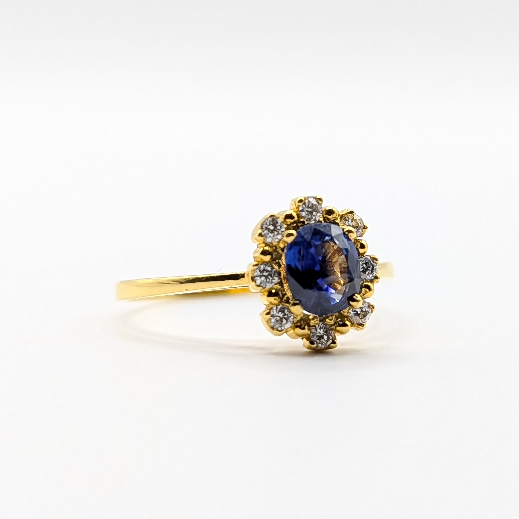 Blue Sapphire Gold and Diamond Ring