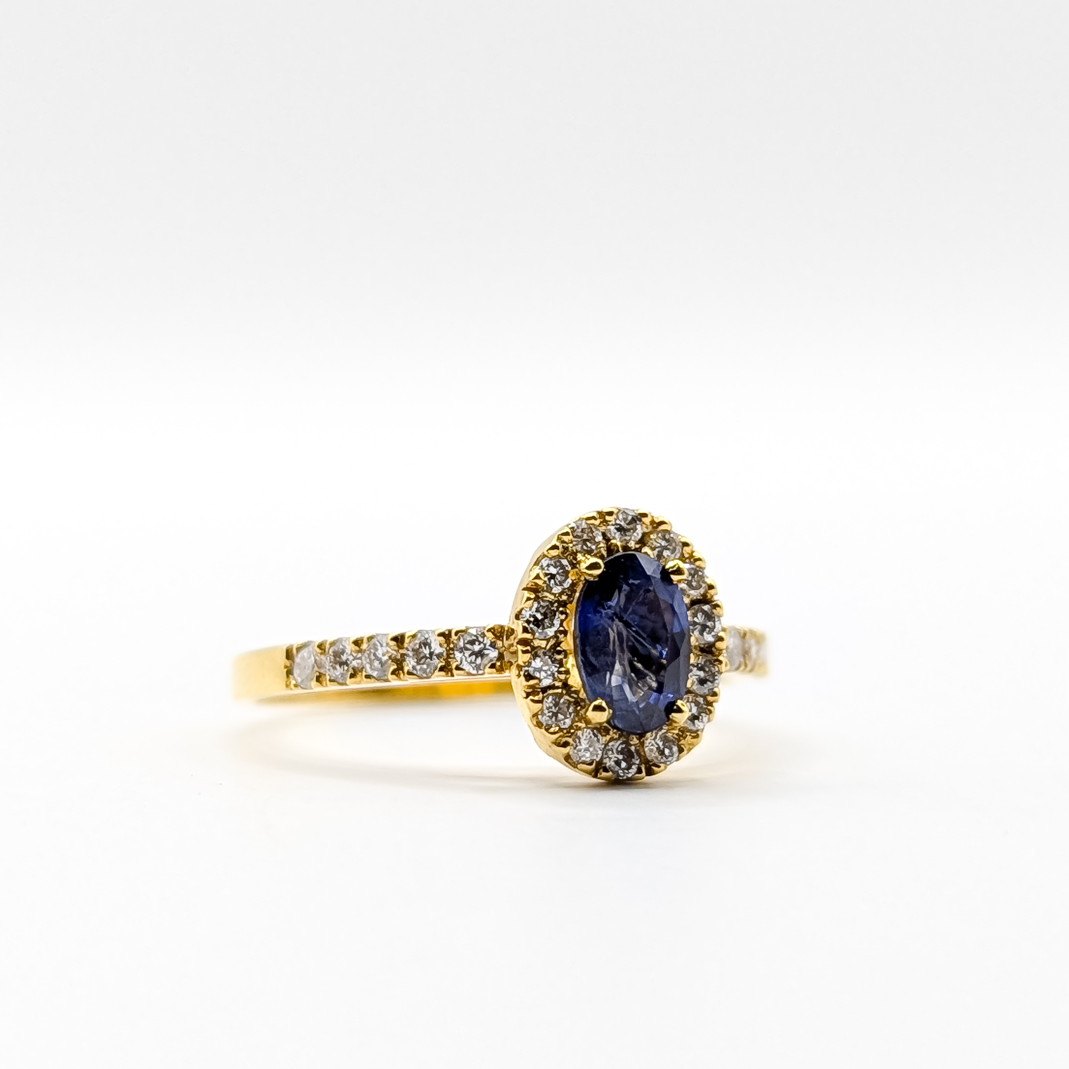 Blue Sapphire Diamond and Gold Ring